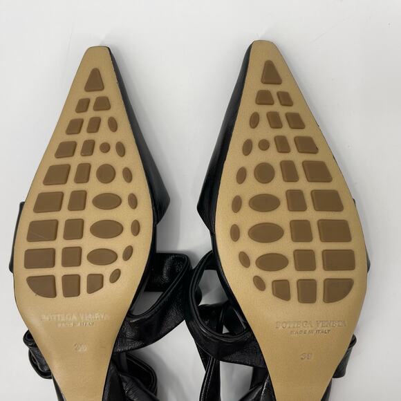 Bottega Veneta | BV Point Leather Slingback Sandals Black Crinkle Finish 39 / 9 - Picture 14 of 15